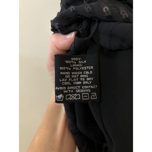 NWT Kenneth Cole Silk Sequin Black Cami Formal Sexy Date Night Out Wedding Sz 6 - Picture 3 of 7